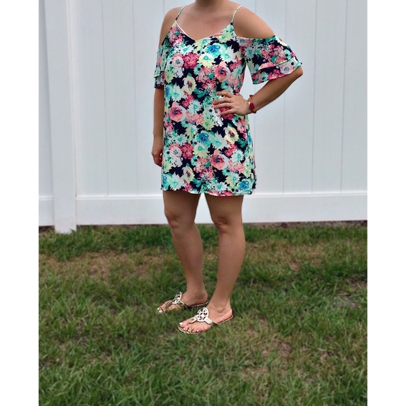 Peach Love California Multi Floral Dress - Picture 2 of 3